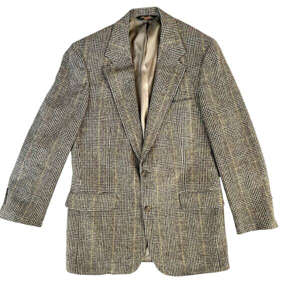 Brooks Brothers 100% Camel Hair Blazer 39R Glen Plaid Brown Beige USA Made - Picture 2 of 10